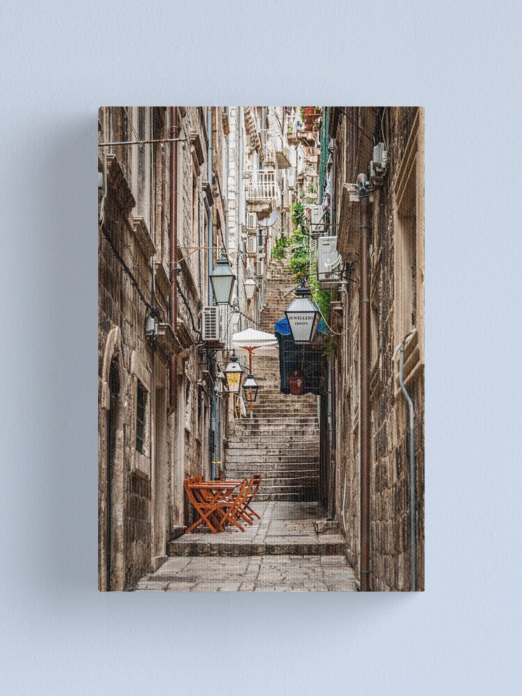 Narrow Alleyway In The Old Town Of Dubrovnik Croatia Canvas Print By Nelehsstuff Redbubble