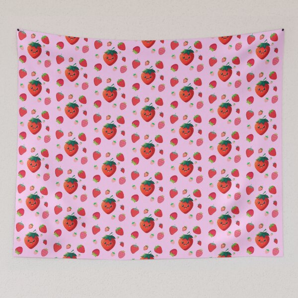 Item preview, Pattern of cute strawberriees, kawaii style designed and sold by DaniDandy.