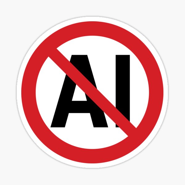Item preview, NO AI / Anti-AI Symbol / Against Artificial Intelligence (On Black) designed and sold by STUDIO-72.