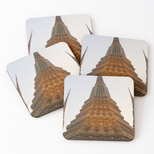 Item preview, Low angle view of a Buddha stupa reaching symmetrical in the clear sky. designed and sold by kall3bu.