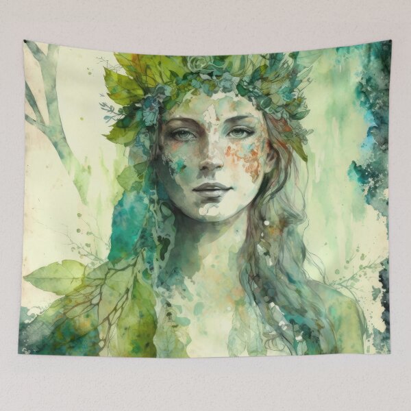 Item preview, Nature Goddess - Woodland Witchy Forest Greenwoman designed and sold by MoonBohemian.