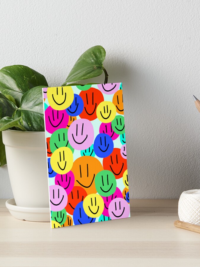 Preppy Smiley Faces Rainbow Pastel Colors Wallpaper Aesthetic Art