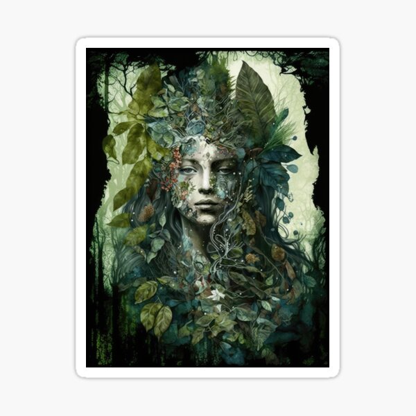 Item preview, Nature Goddess - Woodland Witchy Forest Greenwoman designed and sold by MoonBohemian.