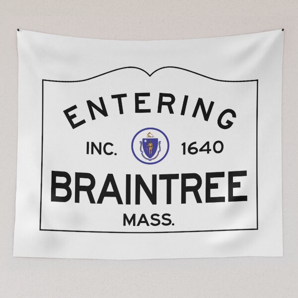 Item preview, Entering Braintree Massachusetts - Old School Mass. Road Sign designed and sold by NewNomads.