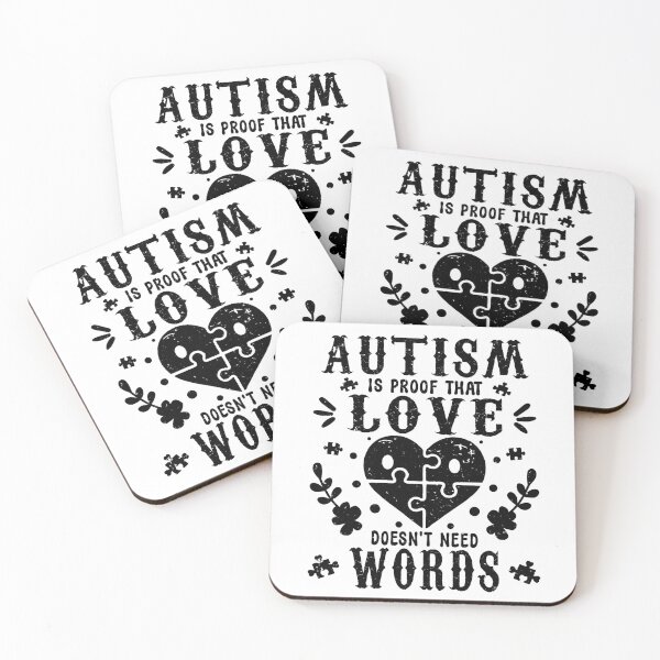 Aperçu de l'œuvre mois de sensibilisation à l'autisme soutien preuve d'autisme l'amour n'a pas besoin de mots créée et vendue par teeartforyou.