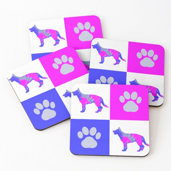Item preview, German Shepherd / Alsatian Dog & Paw Print Crazy Hot Pink & Blue Swirls designed and sold by AMSonArt.