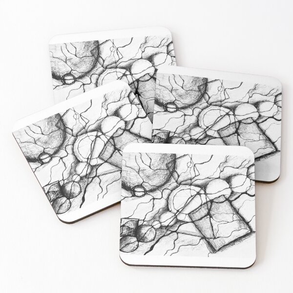 Item preview, Abstract neurographic drawing of circles and lines in monochrome  designed and sold by yul4ik80.