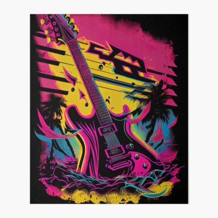 Synthwave Retrowave Guitar Colorful Graphic | Art Board Print