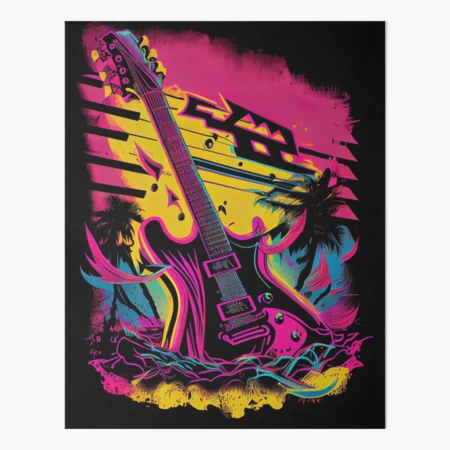 Synthwave Retrowave Guitar Colorful Graphic