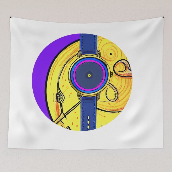 Item preview, Violet, yellow and gold watch, round format designed and sold by Flairh-Art.