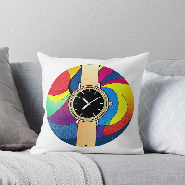 Item preview, Beige watch with multicolored spiral background, round format designed and sold by Flairh-Art.