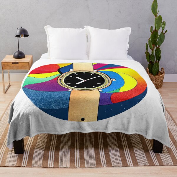 Item preview, Beige watch with multicolored spiral background, round format designed and sold by Flairh-Art.