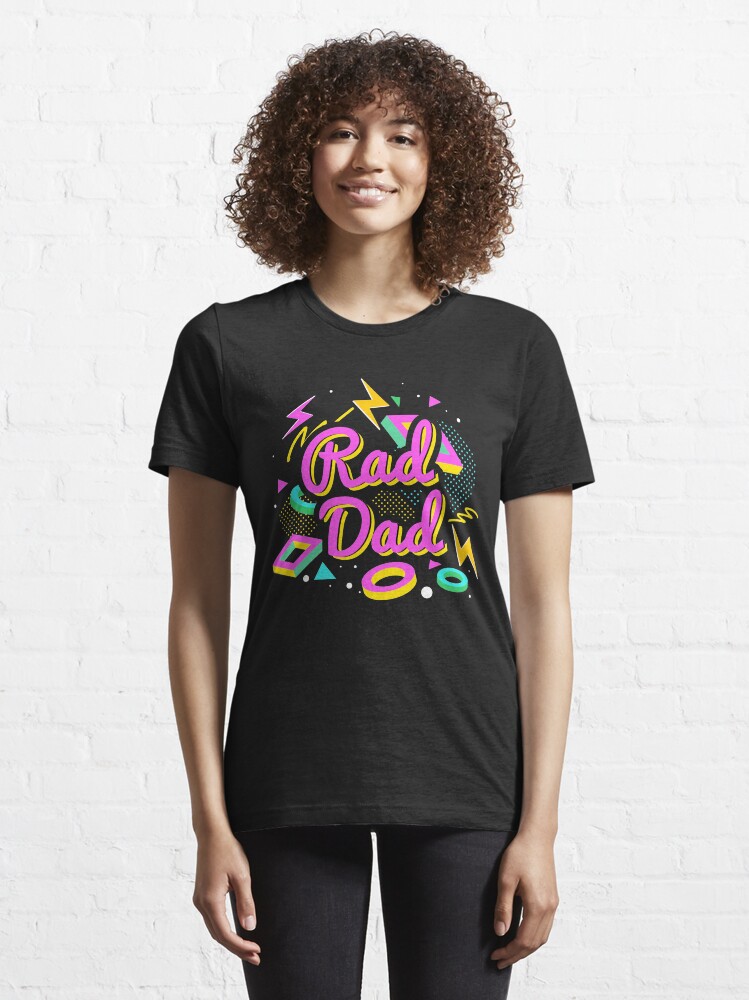 Alternate view of Rad Dad | 80s theme gift | 80s neon tshirt | rad dad shirt | 80s dad | retro graphic tee | eighties party | 80s theme party | retro graphic tshirt Essential T-Shirt