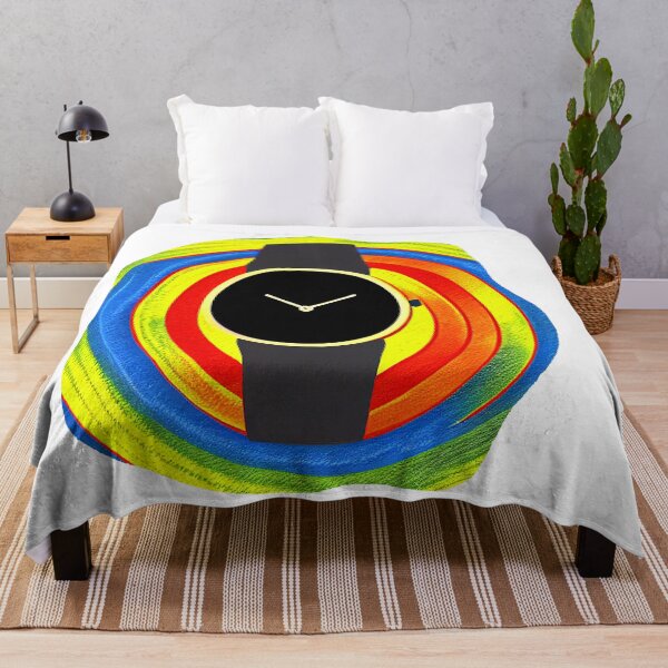 Item preview, Black watch with multicolored spiral background, round format designed and sold by Flairh-Art.