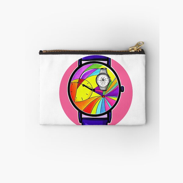 Item preview, Unique multicolored watch on a pink background, round format designed and sold by Flairh-Art.