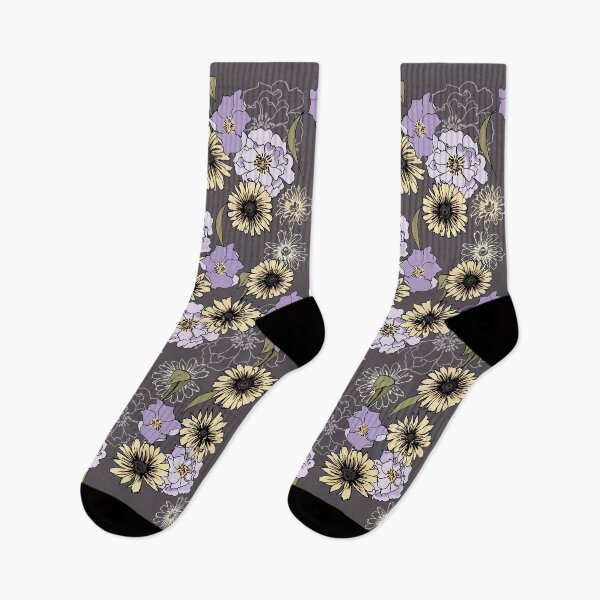 Item preview, Purple floral Spring Socks designed and sold by SandAndChi.