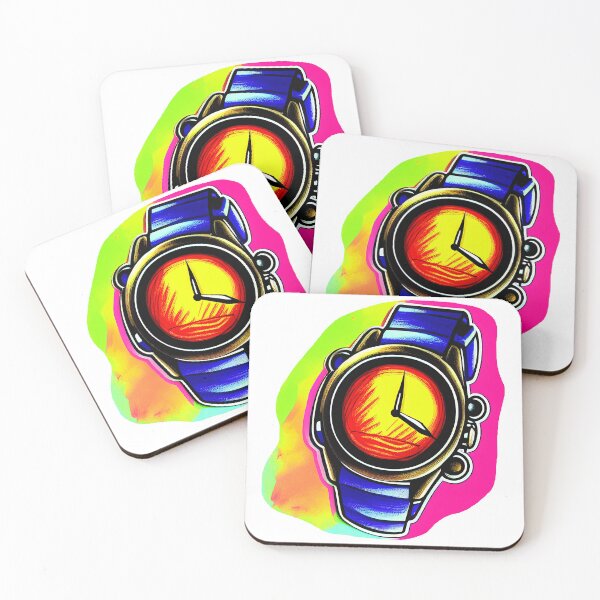Item preview, Blue watch with warm color gradient, round format designed and sold by Flairh-Art.