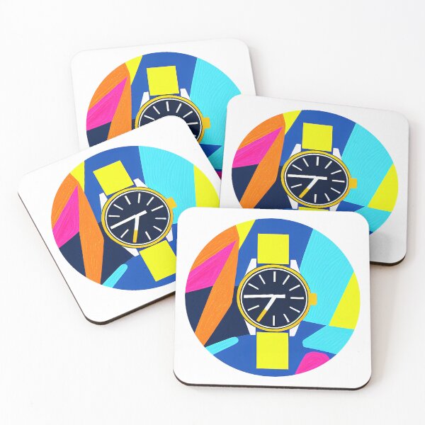 Item preview, Yellow watch with colored background, round format designed and sold by Flairh-Art.