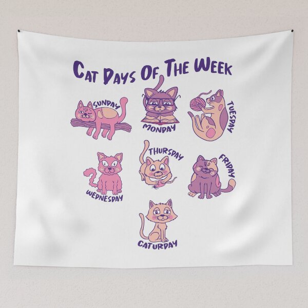 Item preview, Cat Days of the Week designed and sold by JIMBOT-JIMBOT.