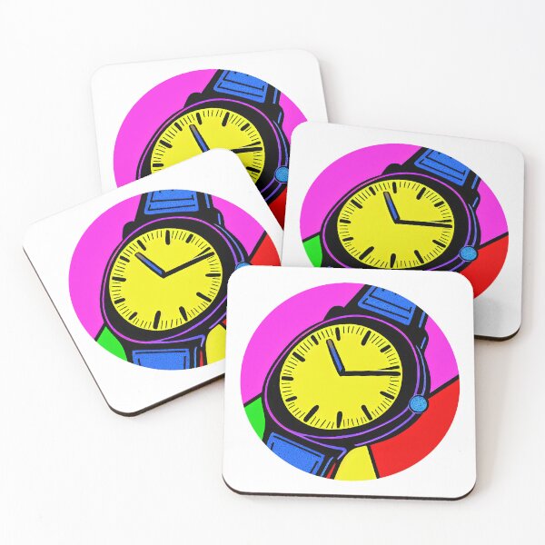 Item preview, Blue yellow watch with pink dominance, round format designed and sold by Flairh-Art.
