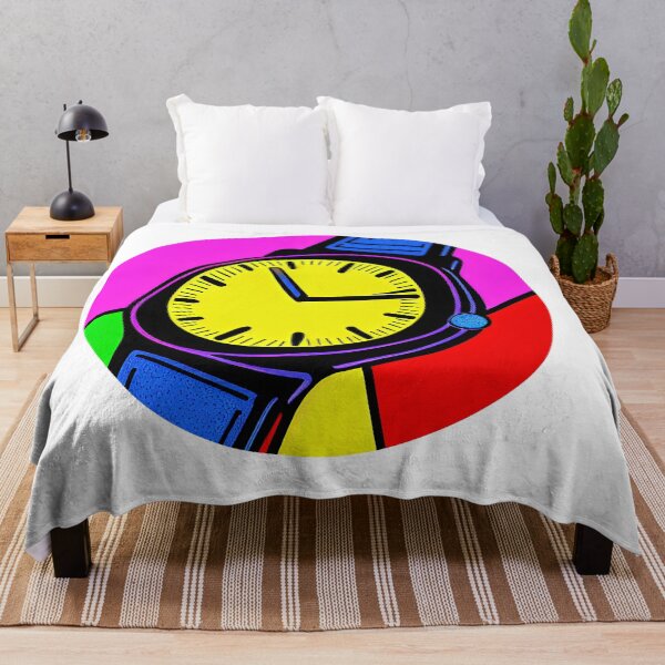 Item preview, Blue yellow watch with pink dominance, round format designed and sold by Flairh-Art.