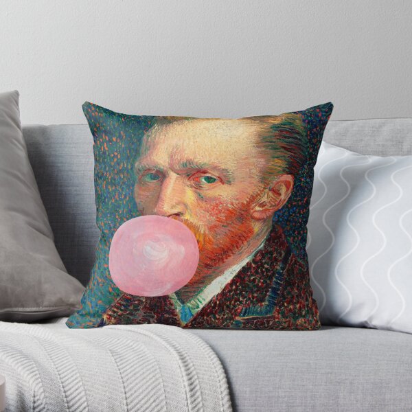 Vincent van Gogh (with gum) Throw Pillow