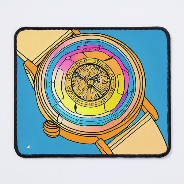 Item preview, Colorful watch drawing, square format blue background designed and sold by Flairh-Art.