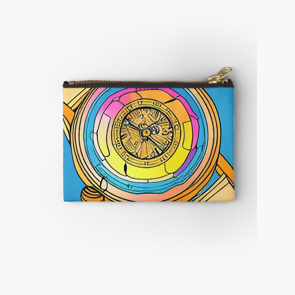 Item preview, Colorful watch drawing, square format blue background designed and sold by Flairh-Art.