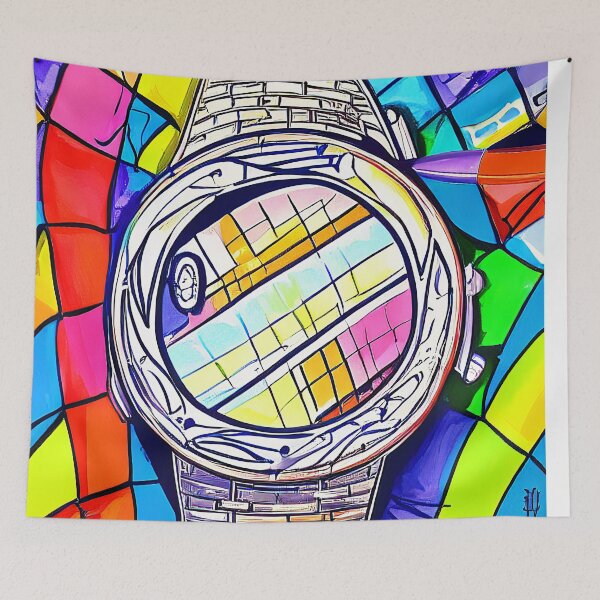 Item preview, Colourful, multicolored and checkered watch, square format designed and sold by Flairh-Art.