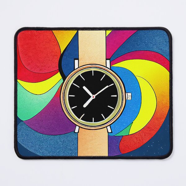 Item preview, Beige watch with multicolored spiral background, square format designed and sold by Flairh-Art.