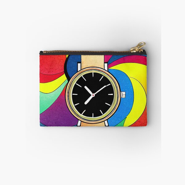 Item preview, Beige watch with multicolored spiral background, square format designed and sold by Flairh-Art.