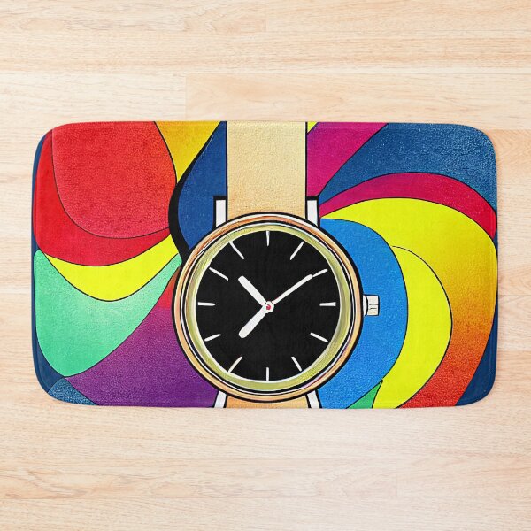 Artikelvorschau, Beige Uhr mit mehrfarbigem Spiralhintergrund, quadratisches Format entworfen und verkauft von Flairh-Art.