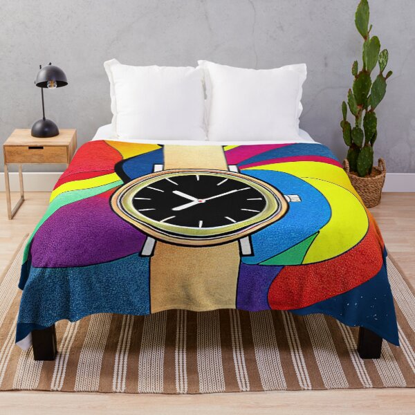 Item preview, Beige watch with multicolored spiral background, square format designed and sold by Flairh-Art.