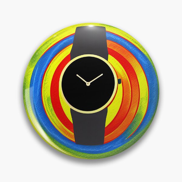Item preview, Black watch with multicolored spiral background, square format designed and sold by Flairh-Art.