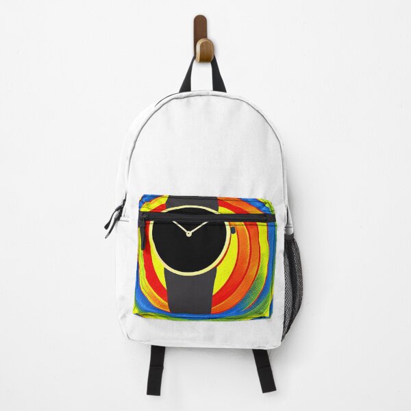 Item preview, Black watch with multicolored spiral background, square format designed and sold by Flairh-Art.