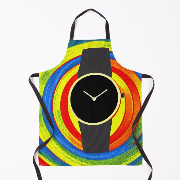 Item preview, Black watch with multicolored spiral background, square format designed and sold by Flairh-Art.