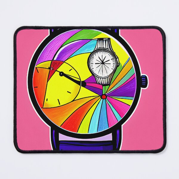Item preview, Unique multicolored watch on a pink background, square format designed and sold by Flairh-Art.