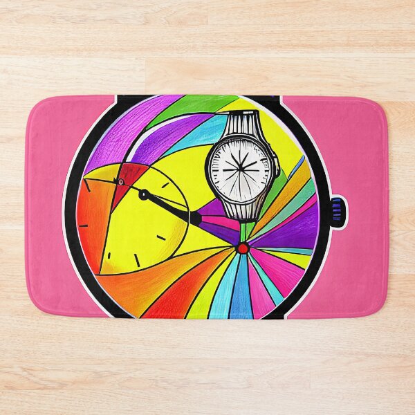 Item preview, Unique multicolored watch on a pink background, square format designed and sold by Flairh-Art.