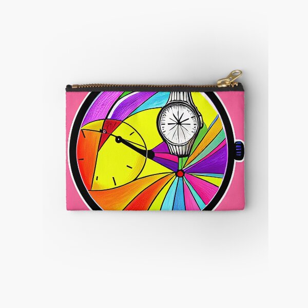 Item preview, Unique multicolored watch on a pink background, square format designed and sold by Flairh-Art.
