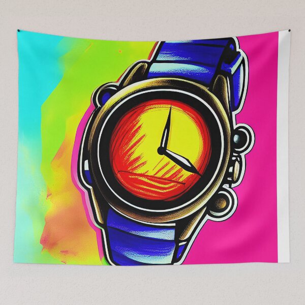 Item preview, Blue watch with warm color gradient, square format designed and sold by Flairh-Art.