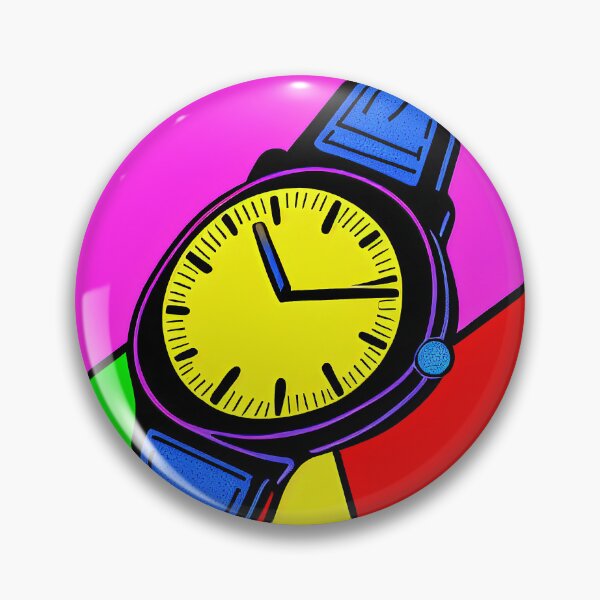 Item preview, Blue yellow watch with pink dominance, square format designed and sold by Flairh-Art.