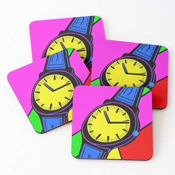 Item preview, Blue yellow watch with pink dominance, square format designed and sold by Flairh-Art.