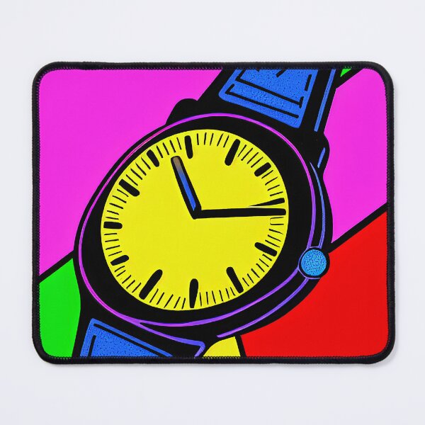 Item preview, Blue yellow watch with pink dominance, square format designed and sold by Flairh-Art.