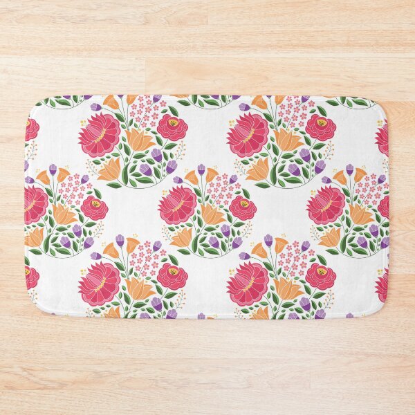 Item preview, Folk Art Circle Seamless Pattern, Red, Green, Orange, Purple, Pink Floral, Botanical Patterns designed and sold by Dazzline Designs.