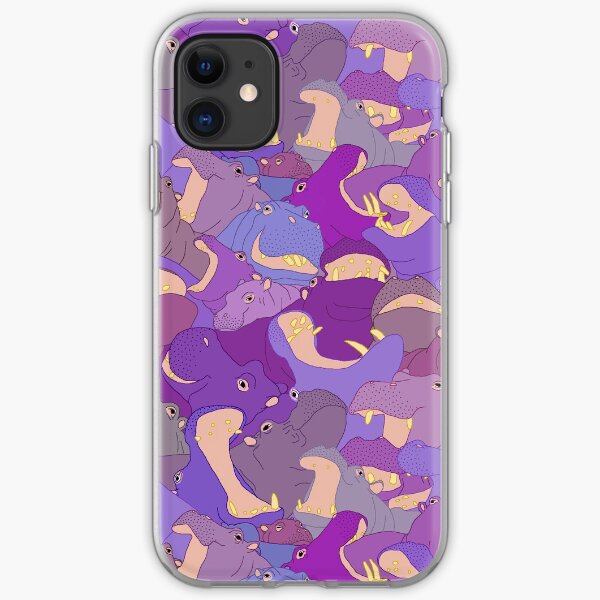 Laughing Hippos - purple Coque souple iPhone