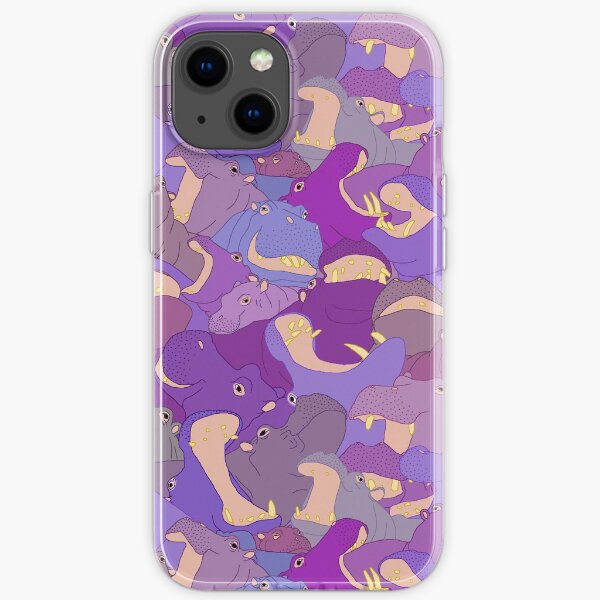 Laughing Hippos - purple Coque souple iPhone