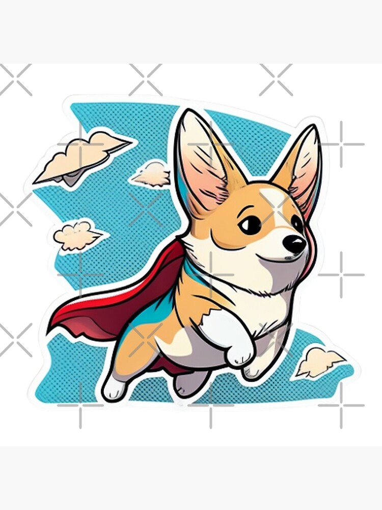 Disover Kawaii Corgi Hero - Cute and Courageous Dog Art Premium Matte Vertical Poster