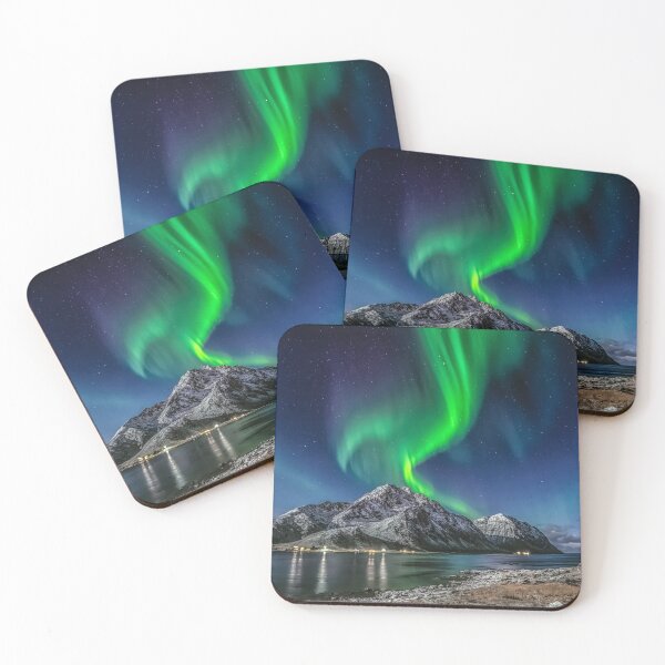Item preview, Green Aurora Borealis Waving Over Mt. Stornappstinden in Nordland Norway designed and sold by DEL-Productions.