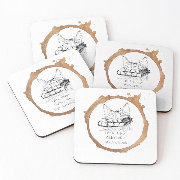 Item preview, Life Is Better With Coffee Cats And Books designed and sold by Polmack  ⭐⭐⭐⭐⭐.