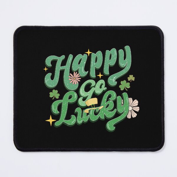 Item preview, St. Patricks Day Irish shamrock hat flowers typography, happy go lucky designed and sold by portrait4you.